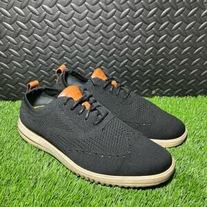 Cole Haan Grand Stitchlite Black wing Tip Oxford Lightweight Shoes Mens Size 9.5